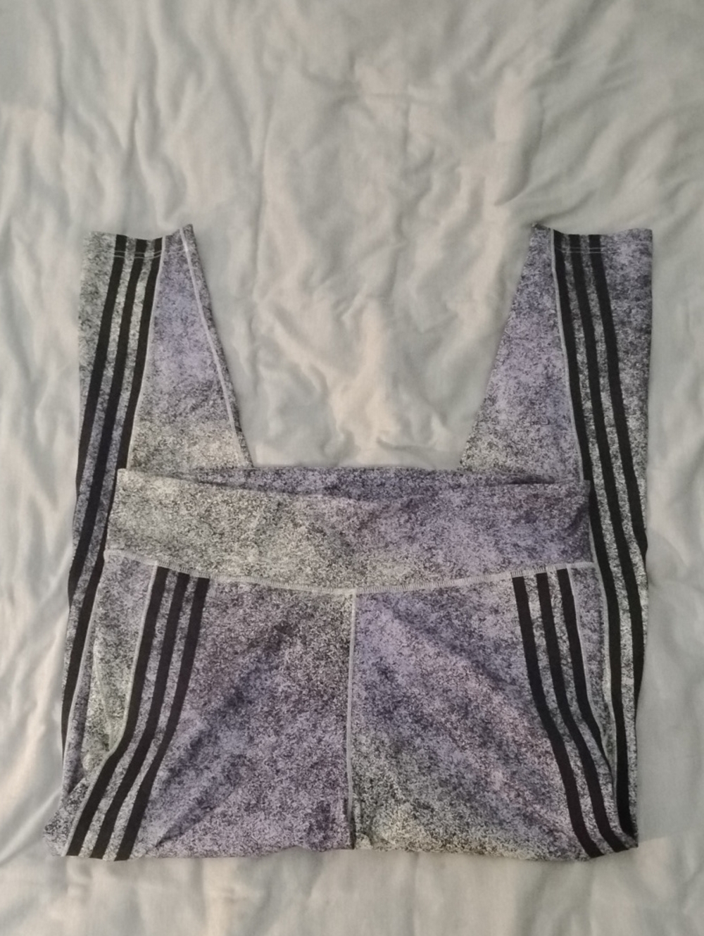adidas Purple Speckle High-Waist Leggings with Black Stripes
